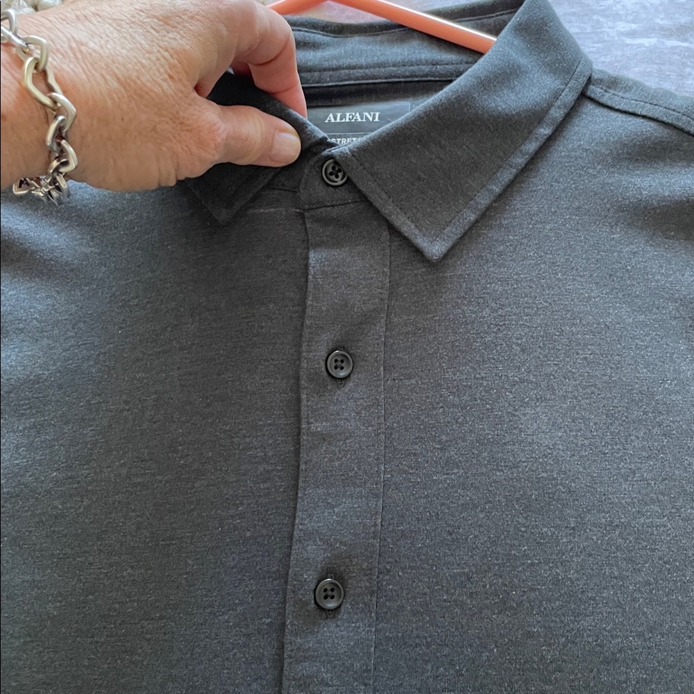 Alfani Men's Dark Gray Stretch Button Up XXL